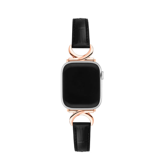Premium Bamboo-Grain Patent Leather Watch Band for Apple Watch