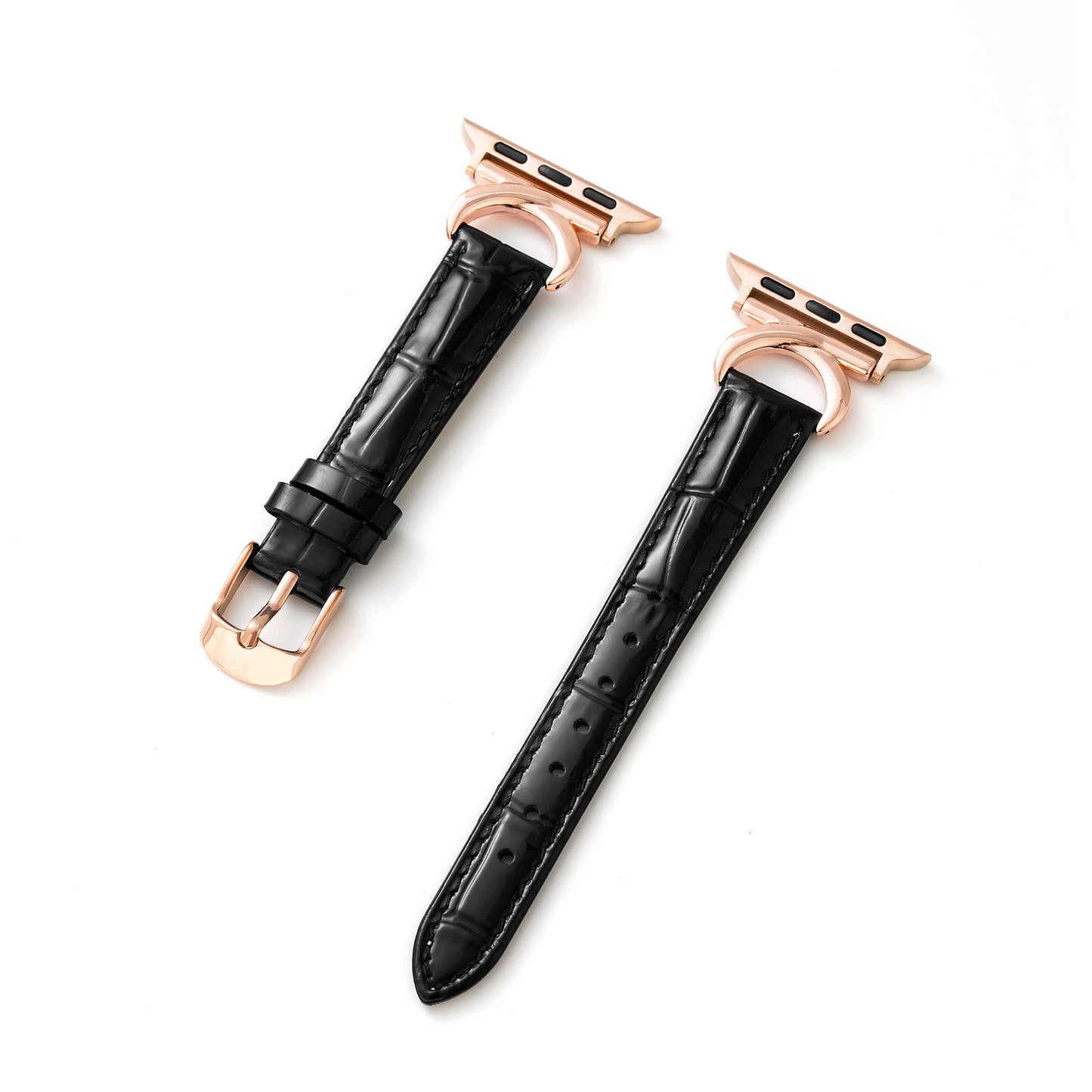 Premium Bamboo-Grain Patent Leather Watch Band for Apple Watch