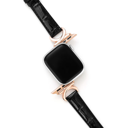 Premium Bamboo-Grain Patent Leather Watch Band for Apple Watch