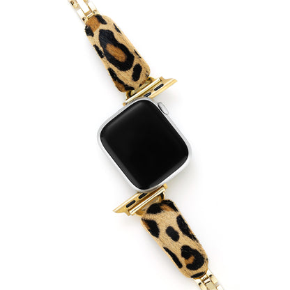 Luxurious Leopard Print Faux-Fur Watch Band