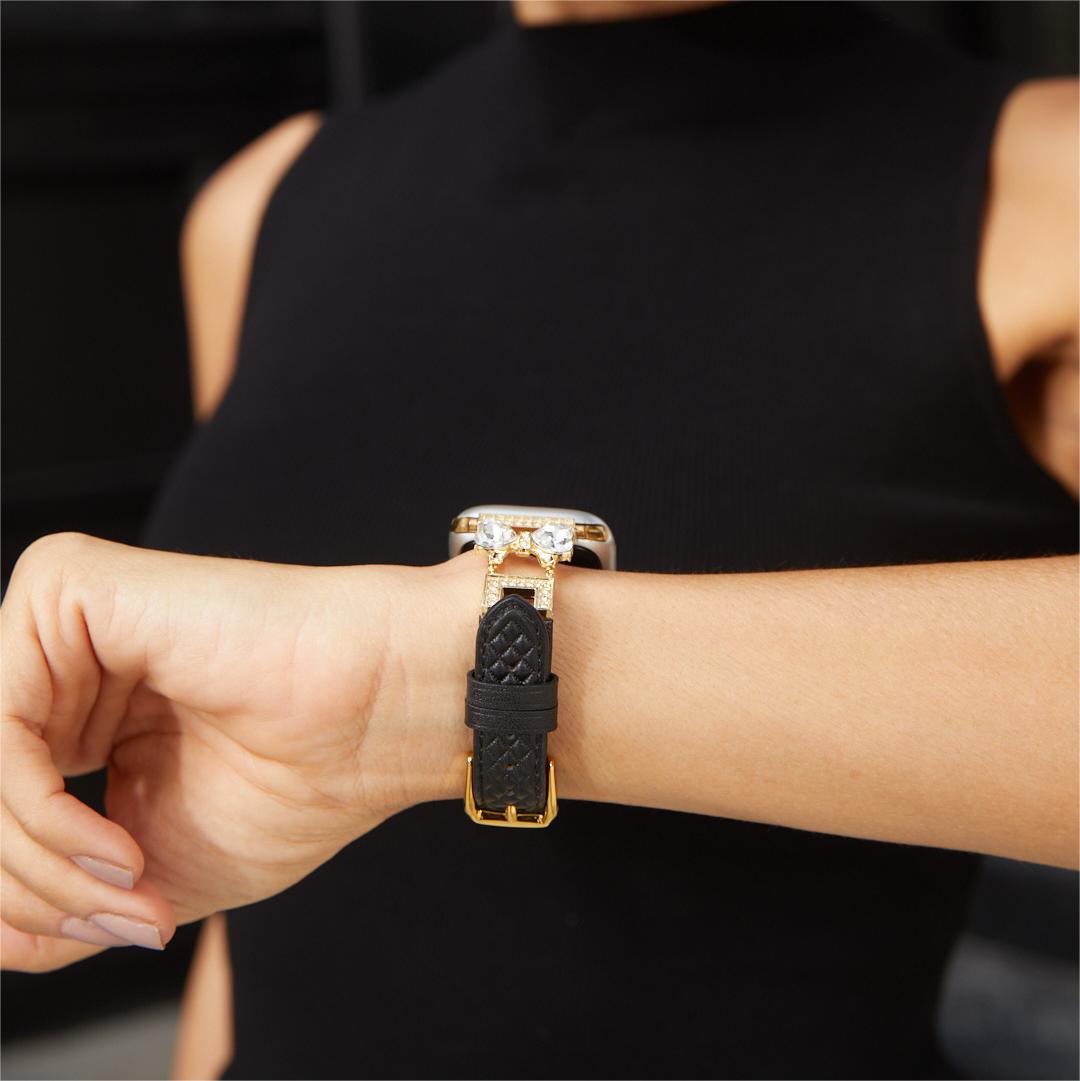 Elegant Bowknot Leather Band for Apple Watch - Premium Leather, All-Day Comfort