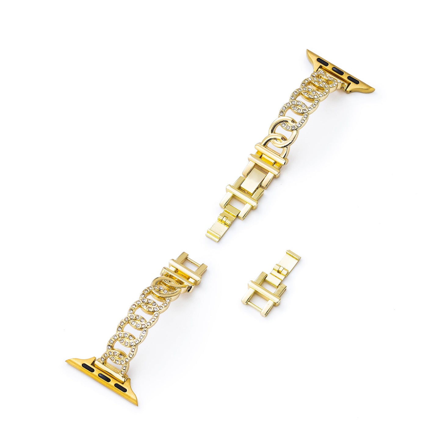 Sparkling Rhinestone Circular Metal Watch Band