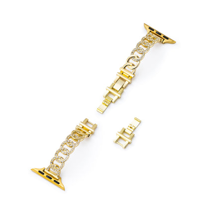 Sparkling Rhinestone Circular Metal Watch Band