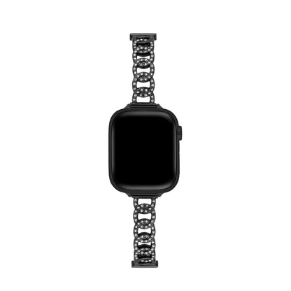 Sparkling Rhinestone Circular Metal Watch Band