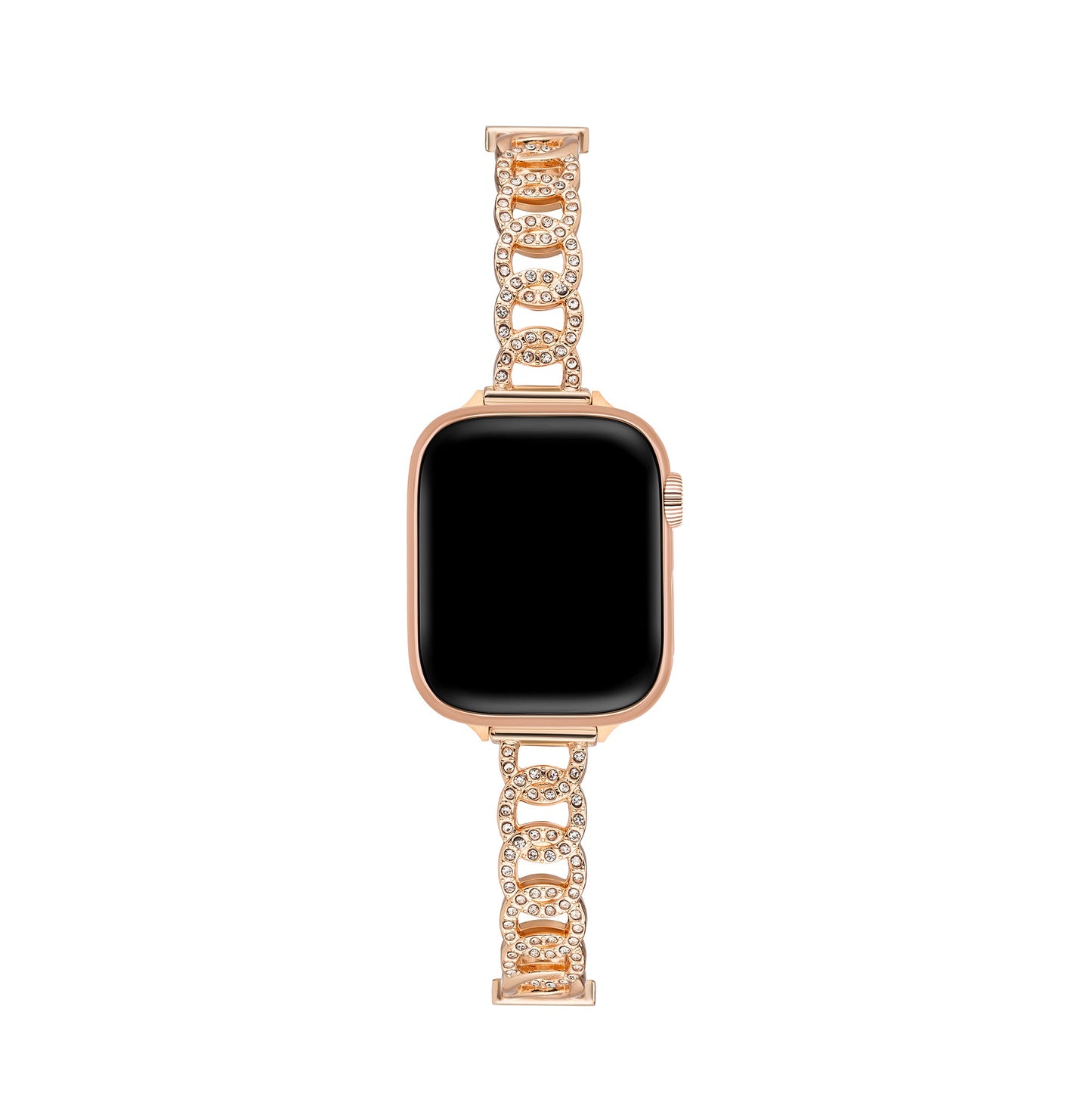 Sparkling Rhinestone Circular Metal Watch Band