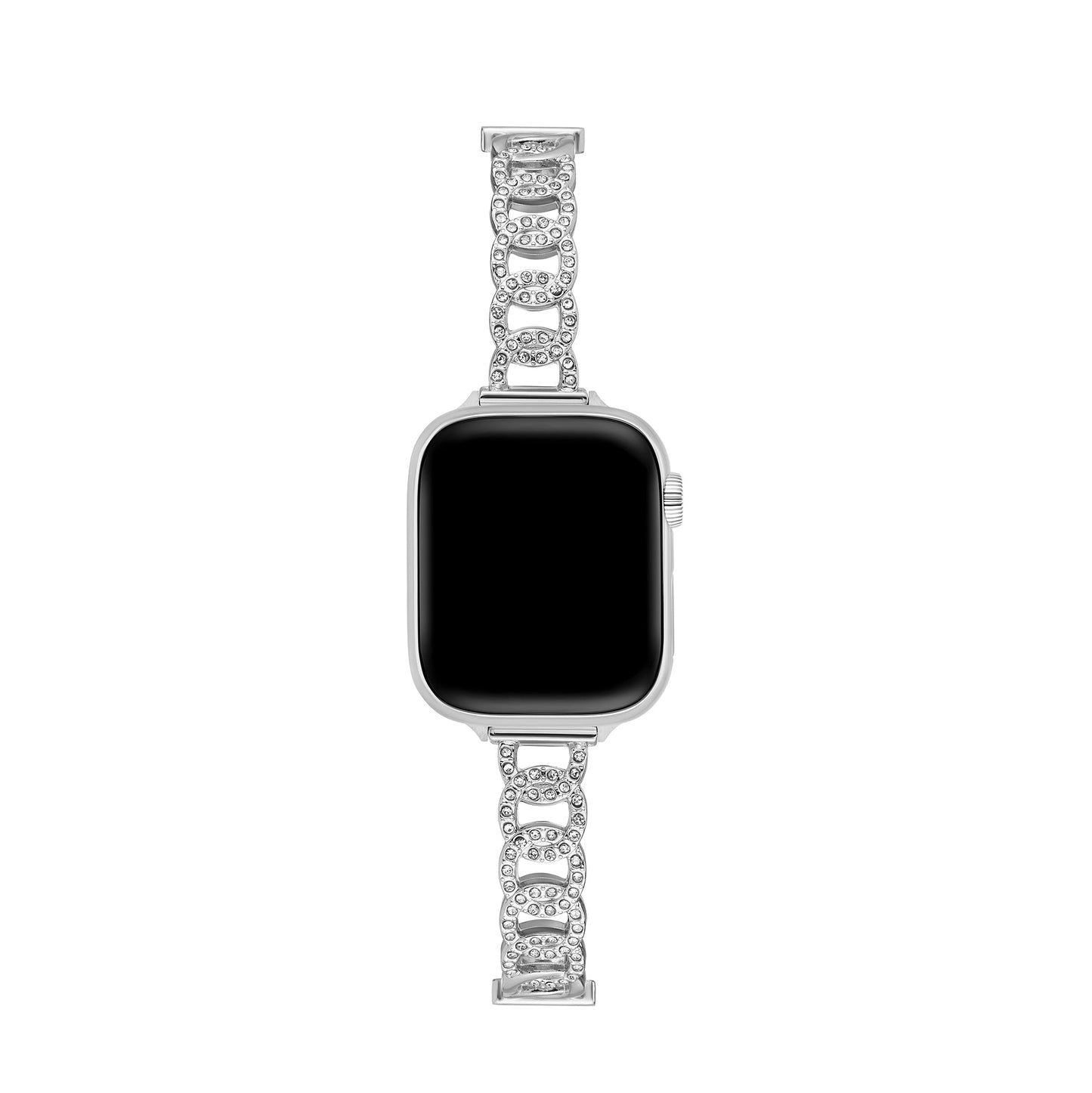 Sparkling Rhinestone Circular Metal Watch Band