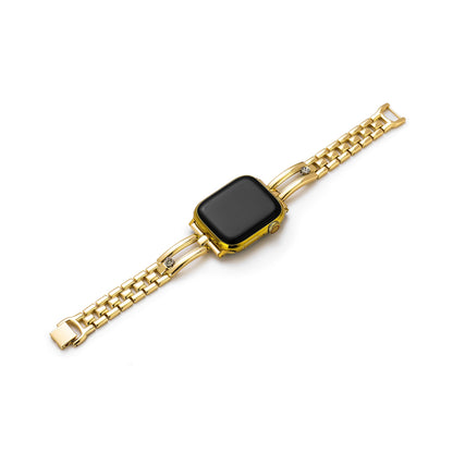 Sparkling Rhinestone-Accented Metal Track Watch Band