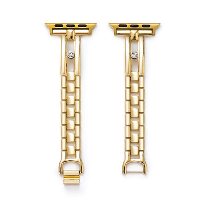 Sparkling Rhinestone-Accented Metal Track Watch Band