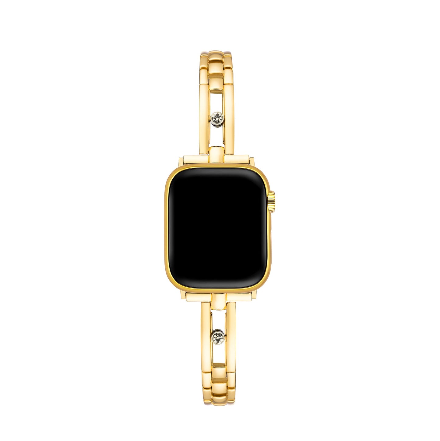 Sparkling Rhinestone-Accented Metal Track Watch Band
