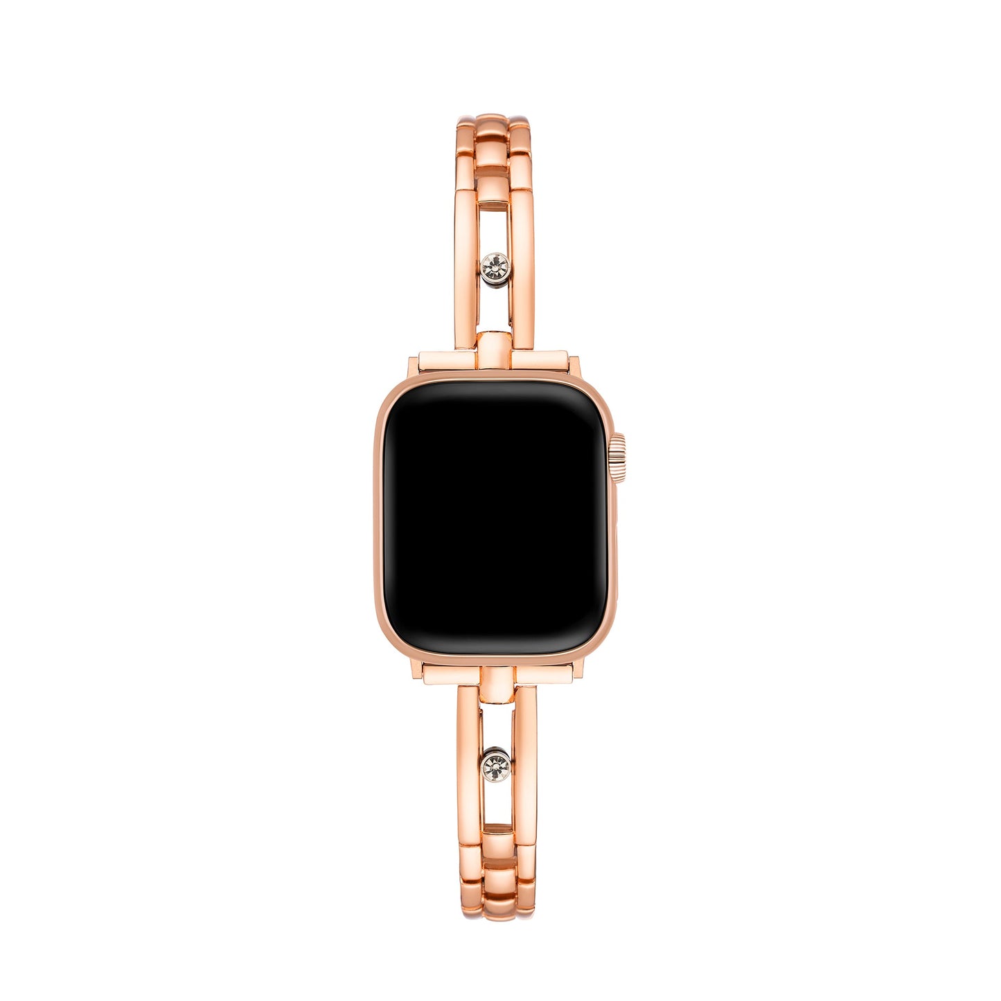 Sparkling Rhinestone-Accented Metal Track Watch Band