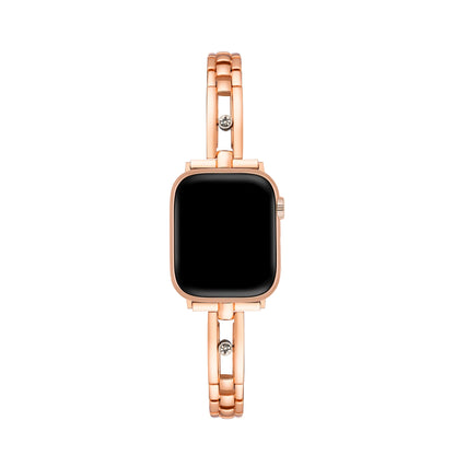 Sparkling Rhinestone-Accented Metal Track Watch Band