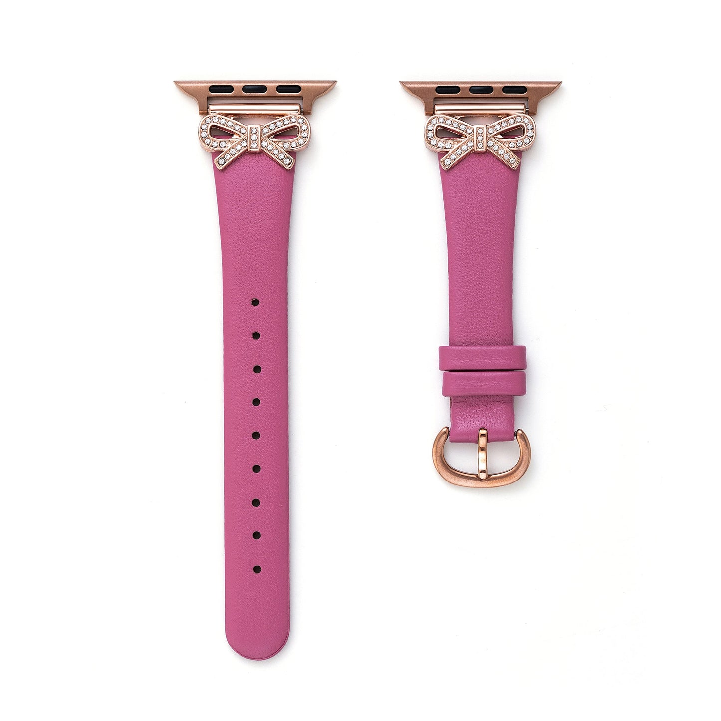 Crystal Bowknot Leather Watch Band for Apple Watch – Sparkling Crystal-Accented Strap