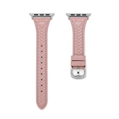 Heart-Stitched Leather Watch Band for Apple Watch