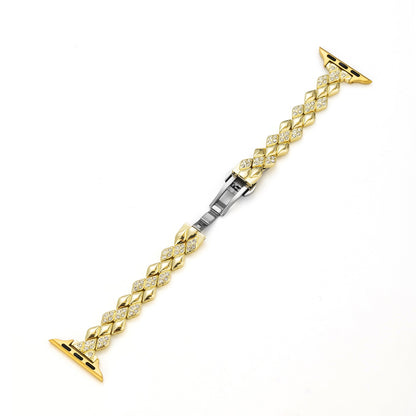 Luxurious Diamond-Accented Metal Watch Band