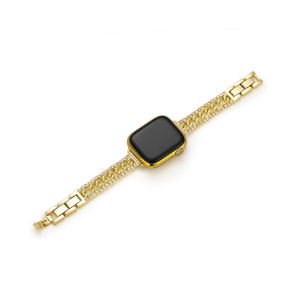 Gleaming Chain-Metal Watch Band with a Shimmering Finish