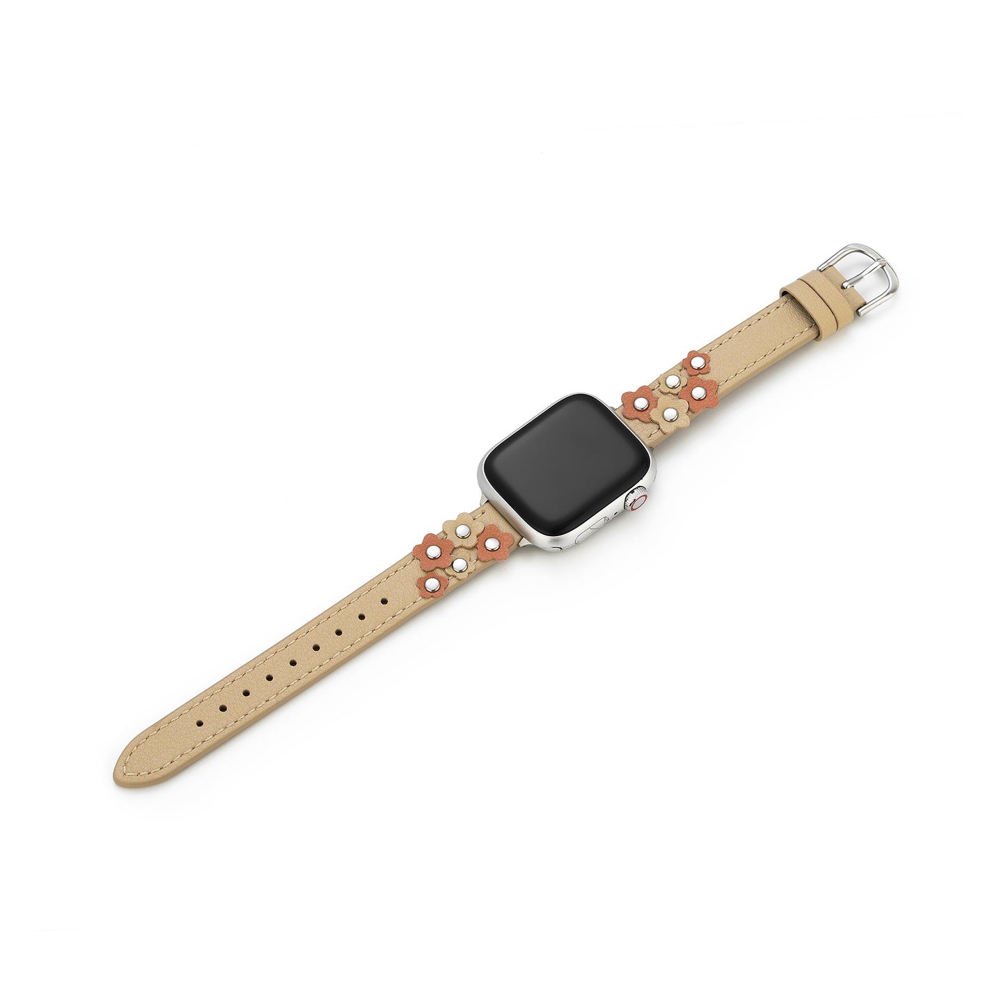 Garden Blooms Leather Band for Apple Watch - Elegant Floral-Patterned Strap