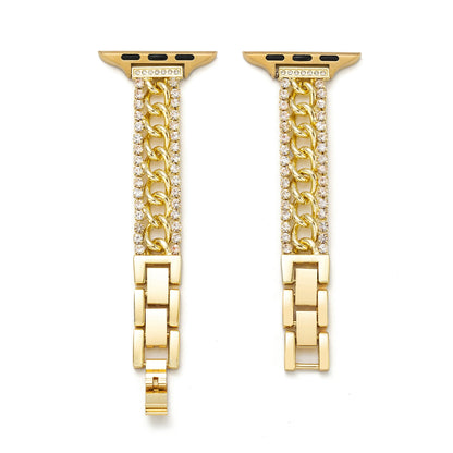 Gleaming Chain-Metal Watch Band with a Shimmering Finish