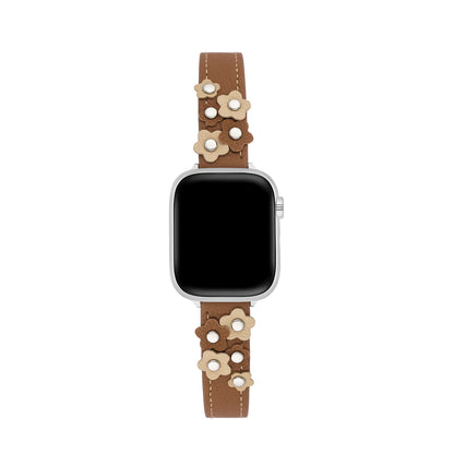 Garden Blooms Leather Band for Apple Watch - Elegant Floral-Patterned Strap