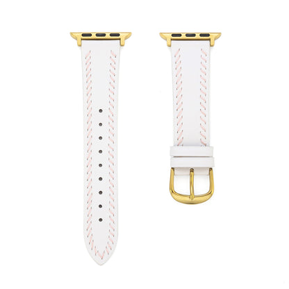 Unisex Leather Band with Stitching Detail for Apple Watch