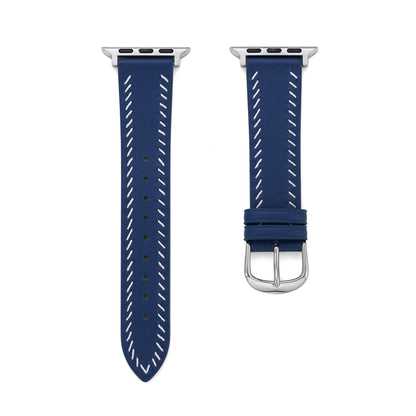 Unisex Leather Band with Stitching Detail for Apple Watch