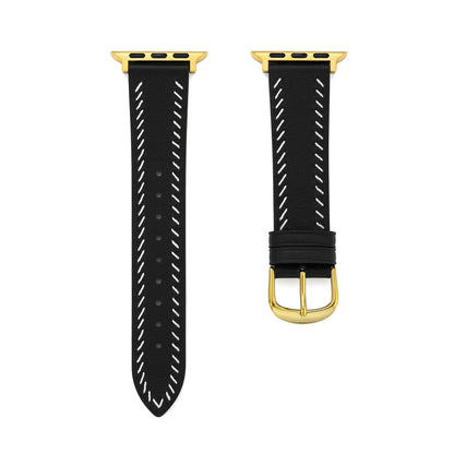 Unisex Leather Band with Stitching Detail for Apple Watch