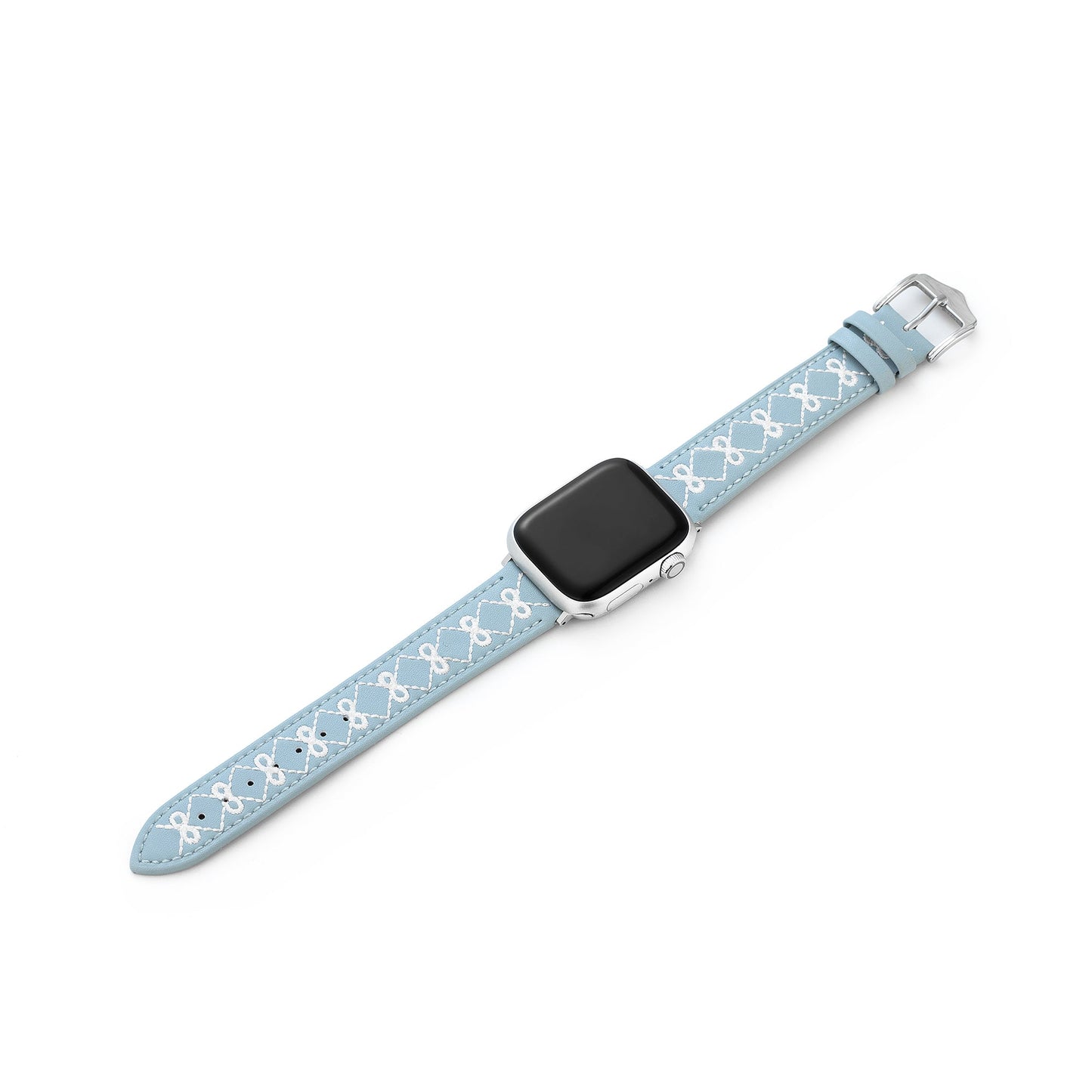 Stylish Embroidered Bow Leather Watch Band for Apple Watch
