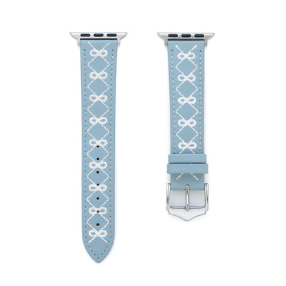 Stylish Embroidered Bow Leather Watch Band for Apple Watch
