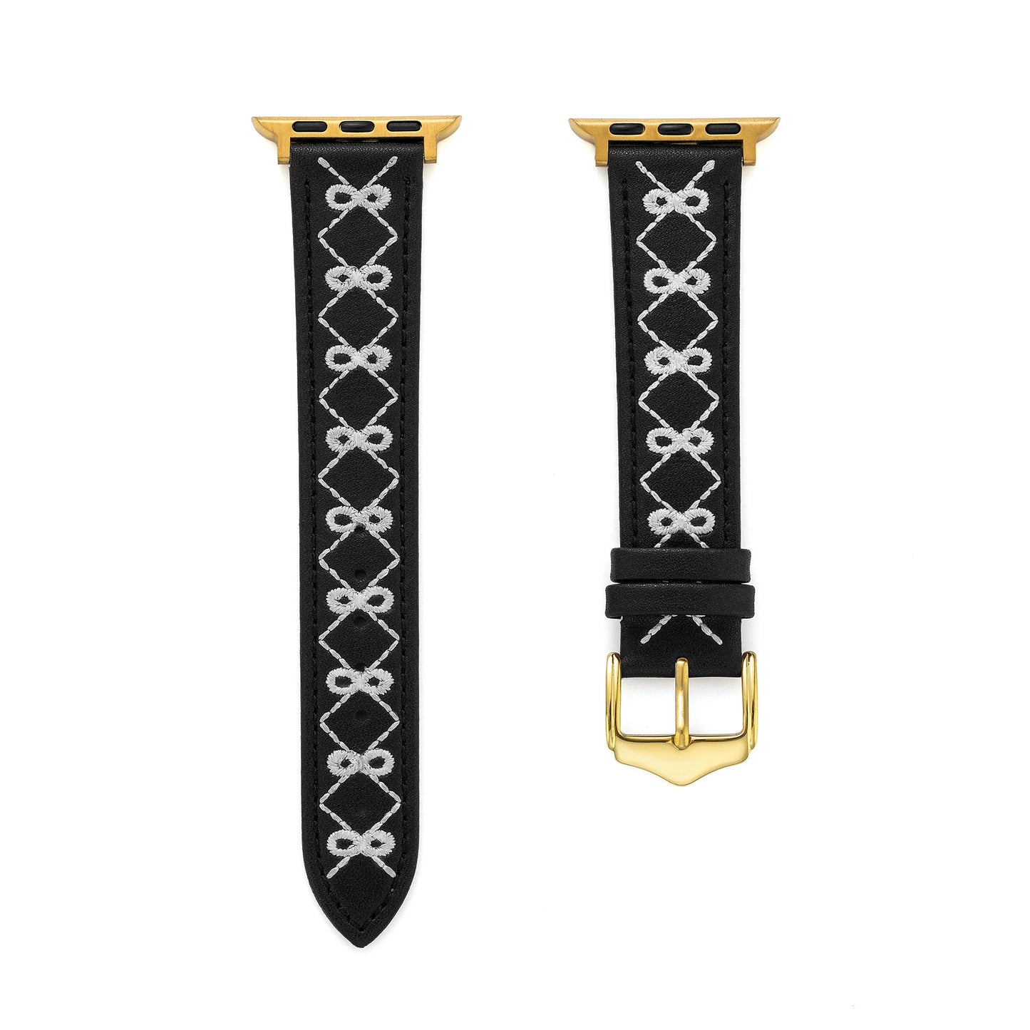 Stylish Embroidered Bow Leather Watch Band for Apple Watch