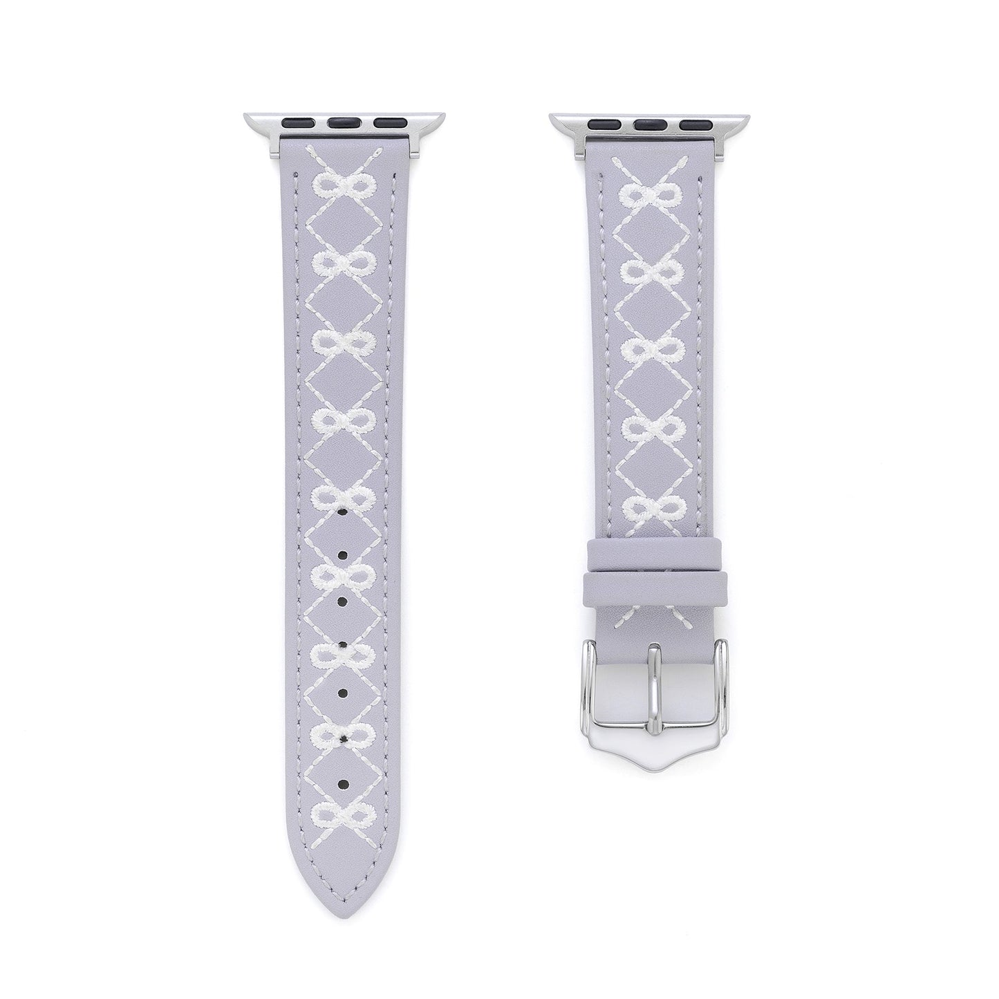 Stylish Embroidered Bow Leather Watch Band for Apple Watch