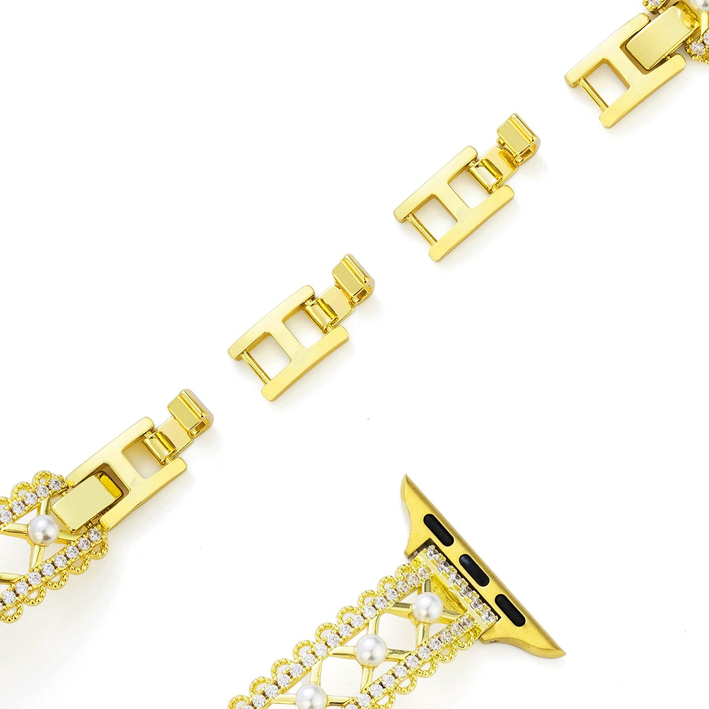 Pearl-Accented Lace-Inspired Apple Watch Band