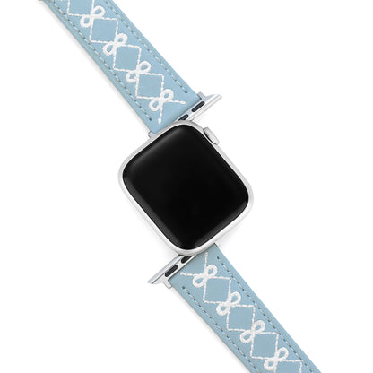 Stylish Embroidered Bow Leather Watch Band for Apple Watch