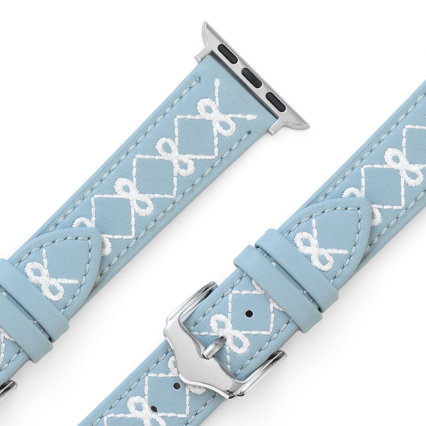 Stylish Embroidered Bow Leather Watch Band for Apple Watch