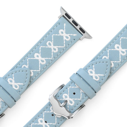 Stylish Embroidered Bow Leather Watch Band for Apple Watch