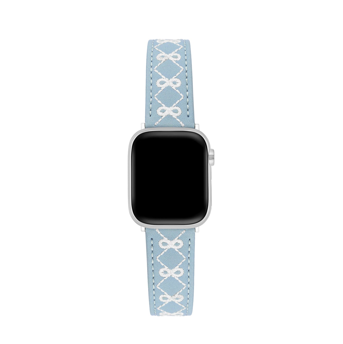 Stylish Embroidered Bow Leather Watch Band for Apple Watch