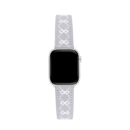 Stylish Embroidered Bow Leather Watch Band for Apple Watch