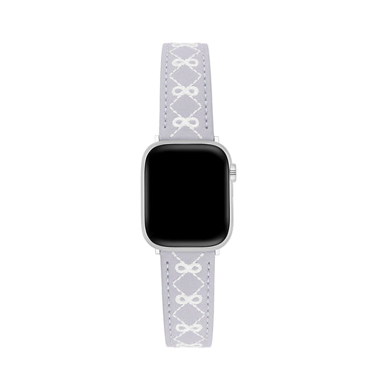 Stylish Embroidered Bow Leather Watch Band for Apple Watch
