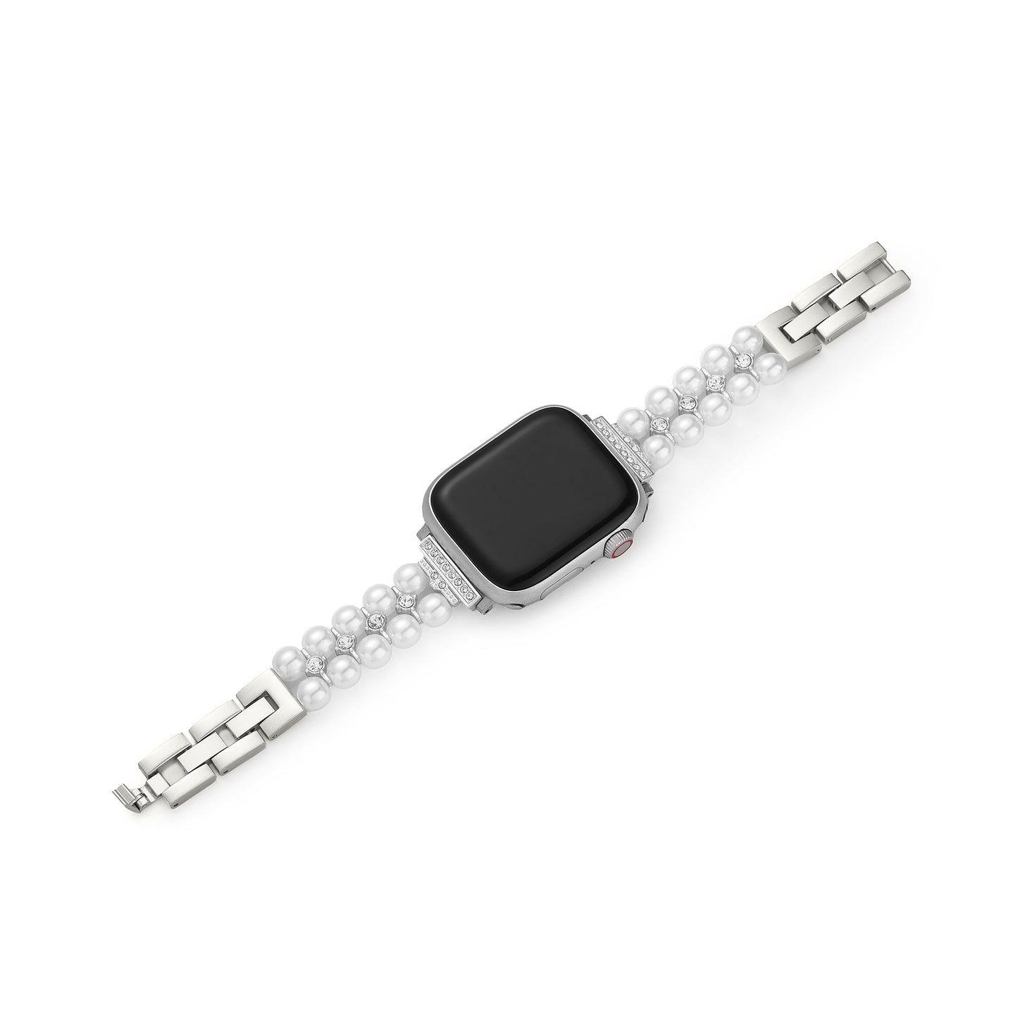 Pearl Rhinestone Metal Band for Apple Watch – Elegant Sparkling Stainless Steel Strap