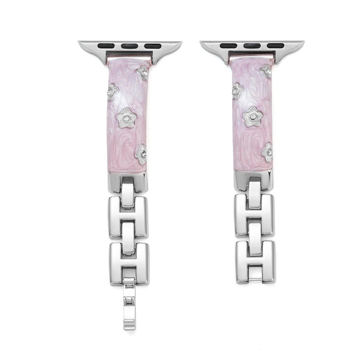 Elegant Floral Metal Band for Apple Watch – Stainless Steel Wrist Strap