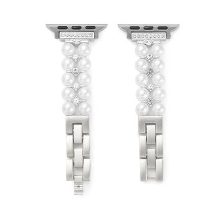 Pearl Rhinestone Metal Band for Apple Watch – Elegant Sparkling Stainless Steel Strap