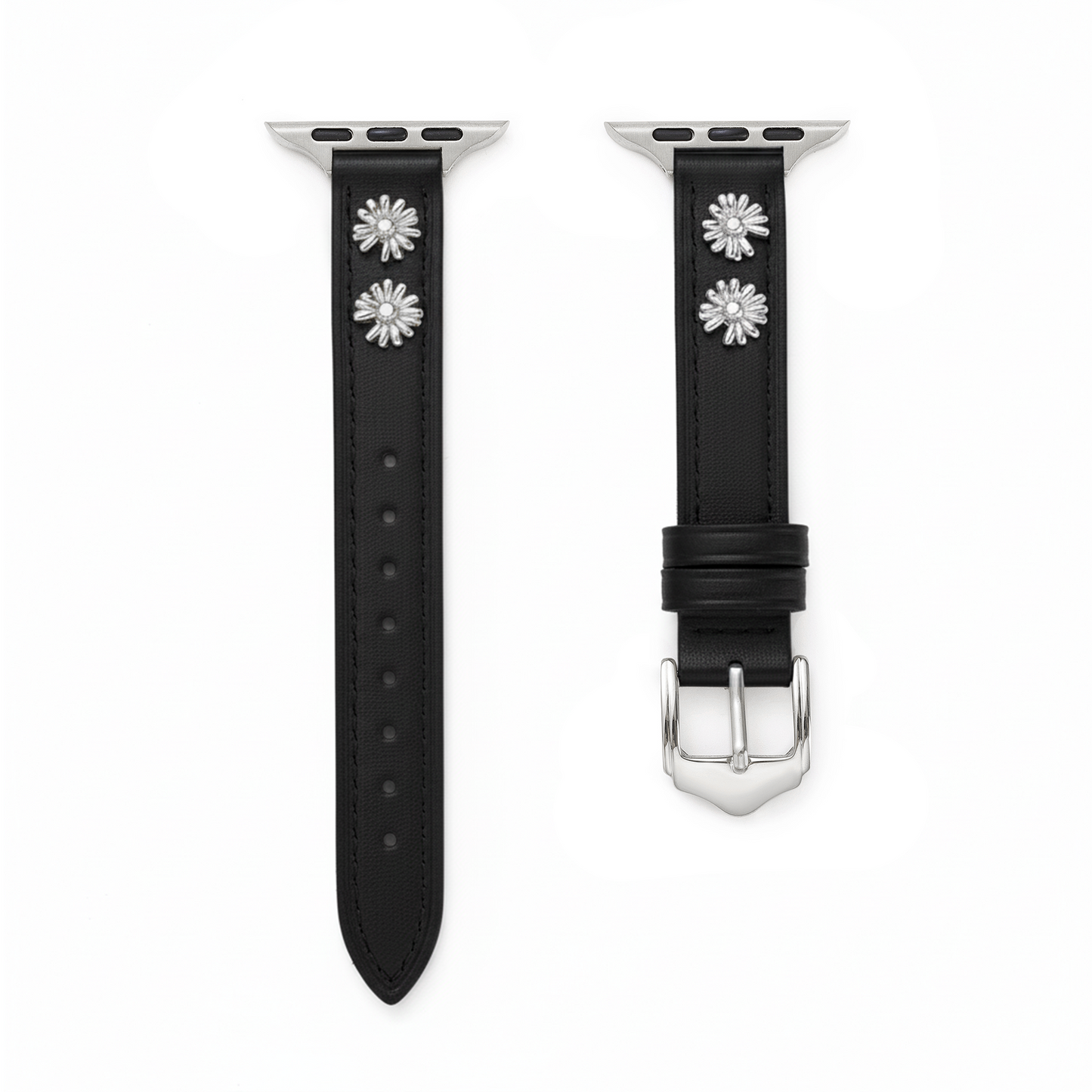 Luxurious Daisy Leather Band for Apple Watch - 14k Gold & Platinum-Plated