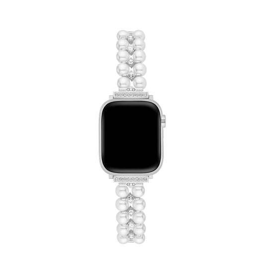 Pearl Rhinestone Metal Band for Apple Watch – Elegant Sparkling Stainless Steel Strap