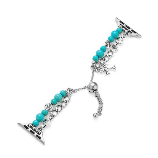 Turquoise Beaded Apple Watch Band – Chic, Handmade Strap