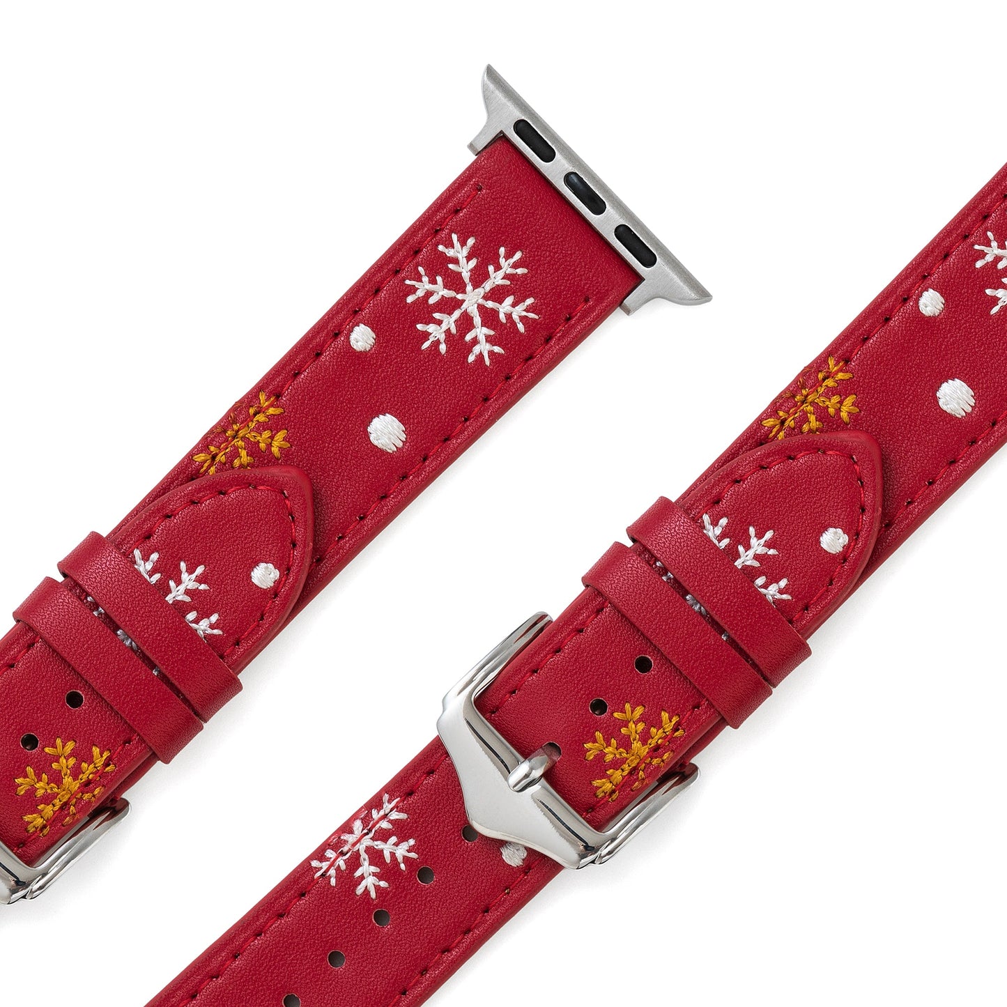 Festive Christmas Snowflake Embroidered Apple Watch Band