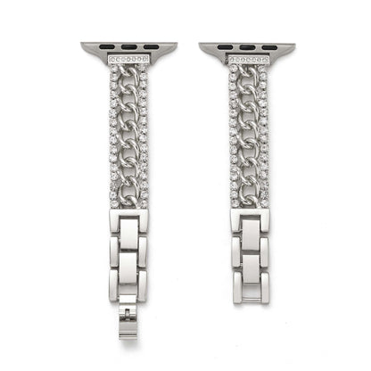 Gleaming Chain-Metal Watch Band with a Shimmering Finish