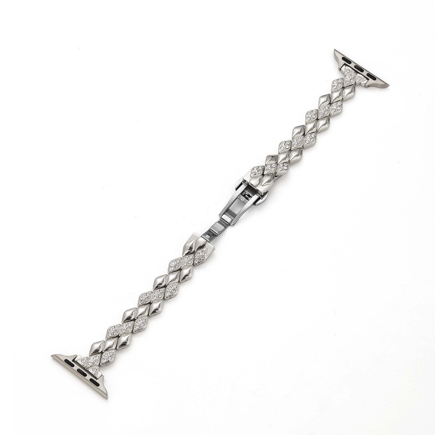 Luxurious Diamond-Accented Metal Watch Band