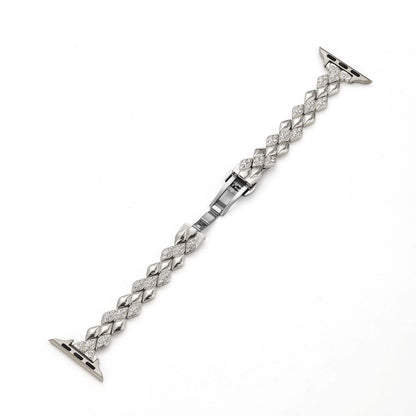Luxurious Diamond-Accented Metal Watch Band