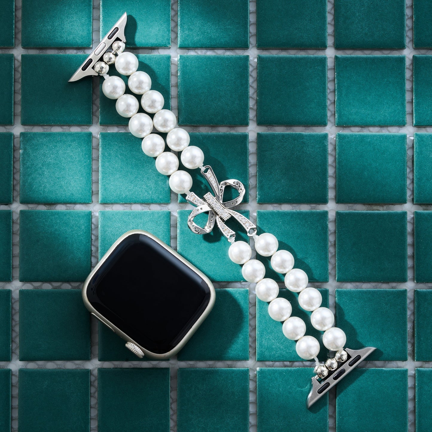 Elegant Double Pearl Beaded Band for Apple Watch