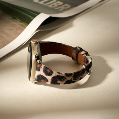 Luxurious Leopard Print Suede Watch Band for Apple Watch