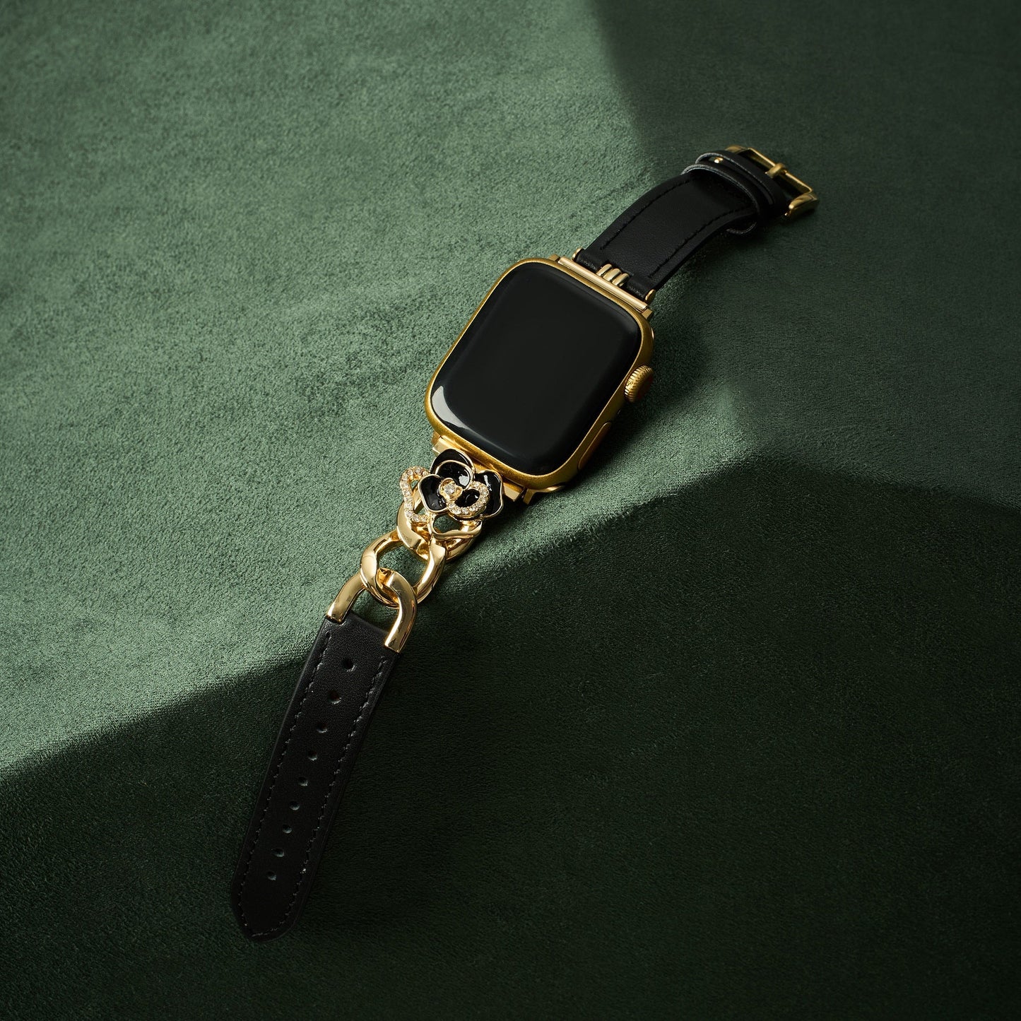 Camellia Chain Leather Watch Band for Apple Watch - Elegant Chain-Detail Strap