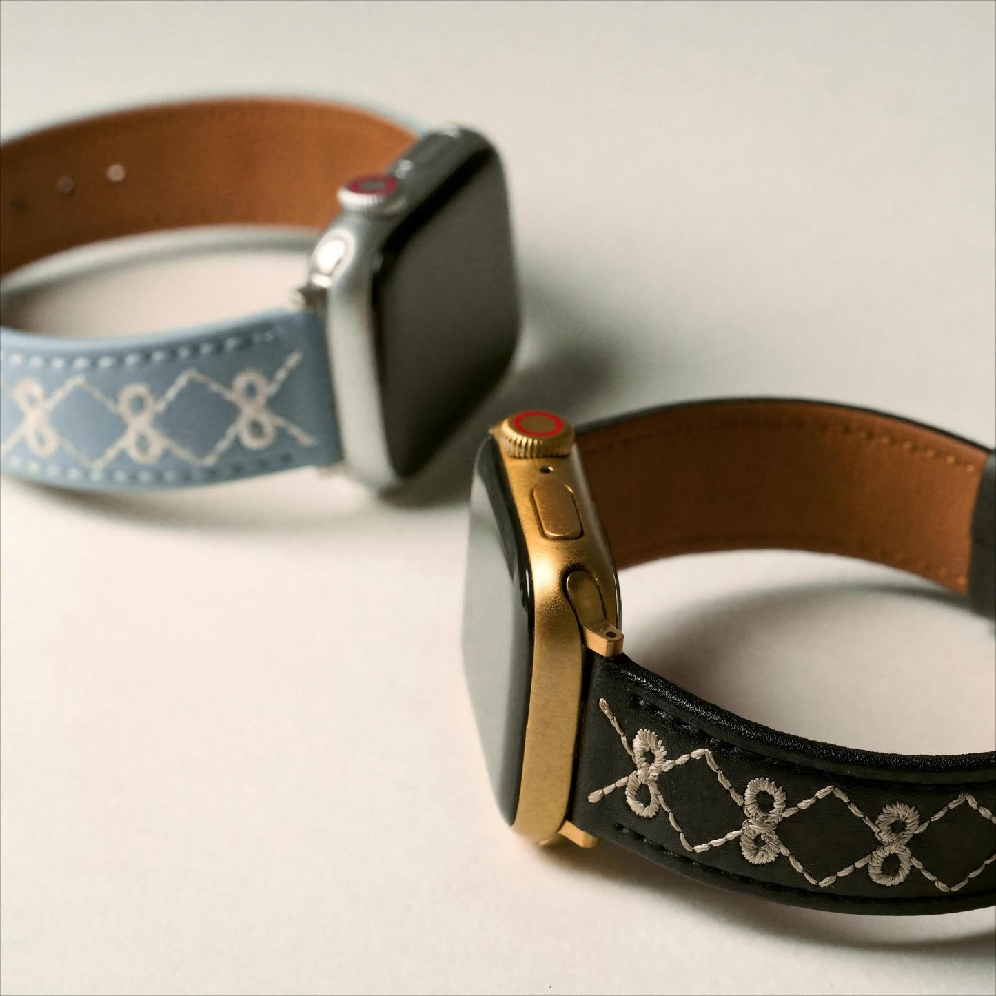 Stylish Embroidered Bow Leather Watch Band for Apple Watch